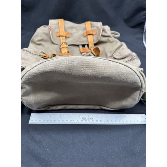 Augur Strauss Jans Canvas Leather Laptop Backpack Brown Distressed Boho Hiking - Picture 9 of 11